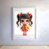 Charming Little Girl with Bows Prints