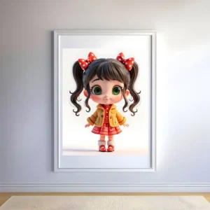 Charming Little Girl with Bows Prints