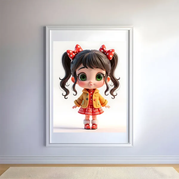 Charming Little Girl with Bows Prints