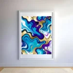 Dynamic Gold and Turquoise Abstract Prints