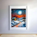 Majestic Icy Winter Moon Printable Wall Art