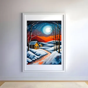 Majestic Icy Winter Moon Printable Wall Art