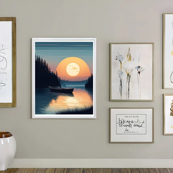 Serene sunset over the lake Prints