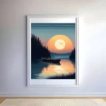 Serene sunset over the lake Prints