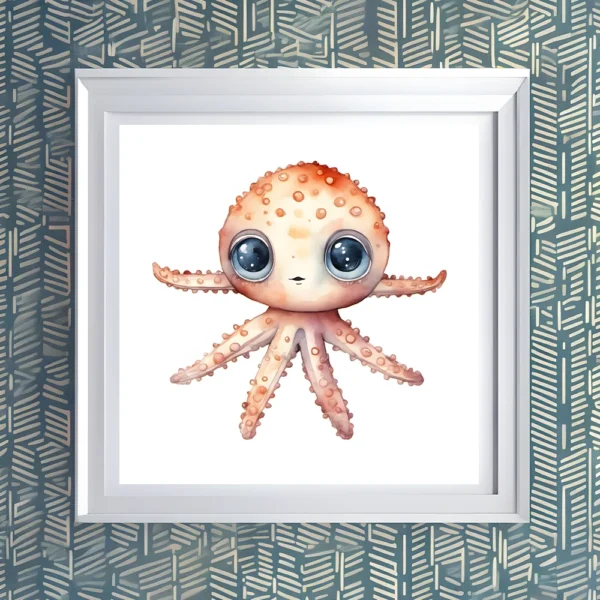 Adorable baby octopus Printable Wall Art