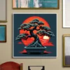 Bold bonsai in red Printable Wall Art