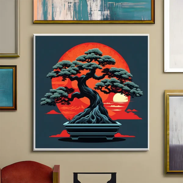 Bold bonsai in red Printable Wall Art