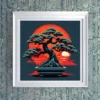 Bold bonsai in red Printable Wall Art