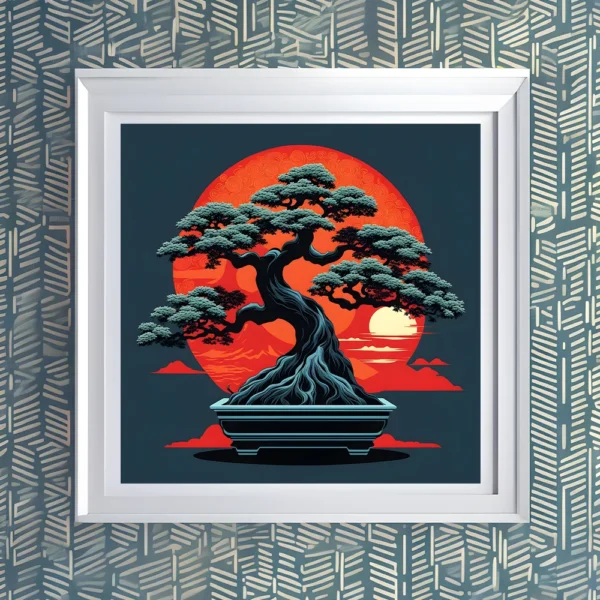 Bold bonsai in red Printable Wall Art