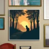 Calm cat at sunset Printable Wall Art