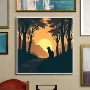 Calm cat at sunset Printable Wall Art