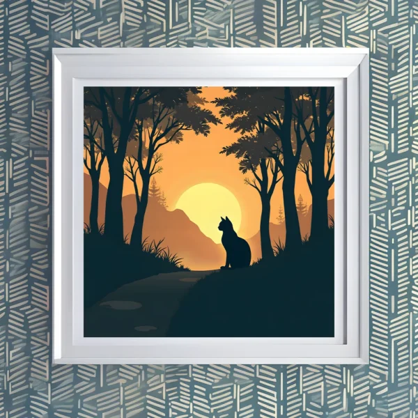 Calm cat at sunset Printable Wall Art