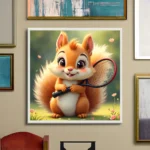 Playful tennis squirrel Printable Wall Art