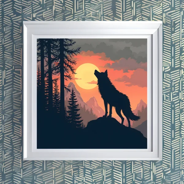 Powerful howling wolf Printable Wall Art