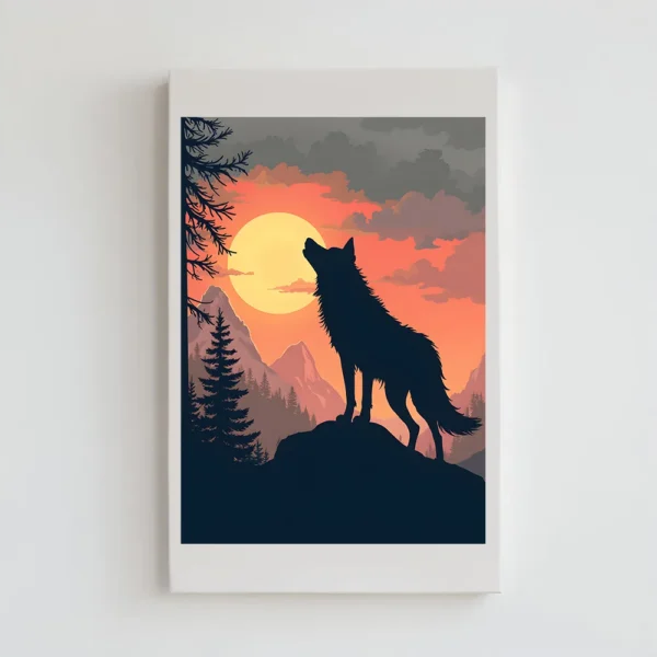 The lonely wolf howls Printable Wall Art