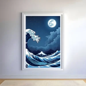 Tranquil moon above the waves Prints